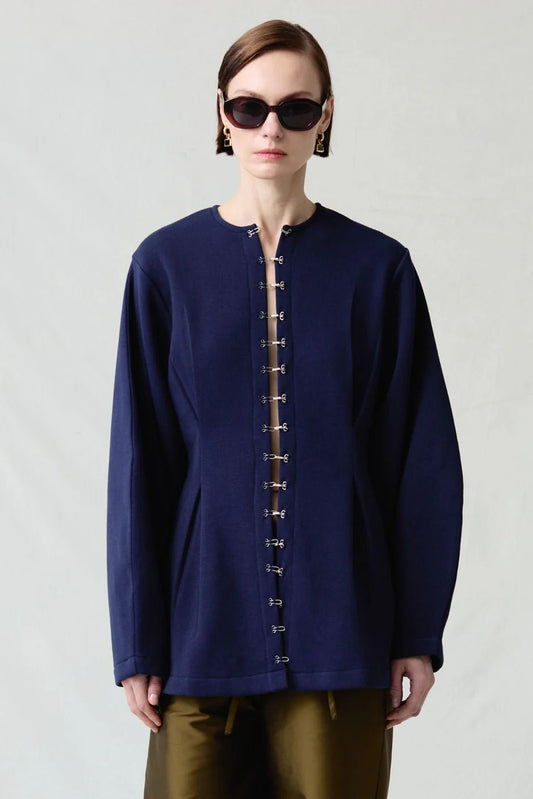 Pinch Waist Cardigan | Navy - MATTHÉ - Top