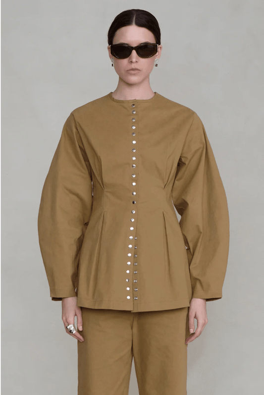 Pinch Waist Snap Jacket - Khaki - MATTHÉ - jacket