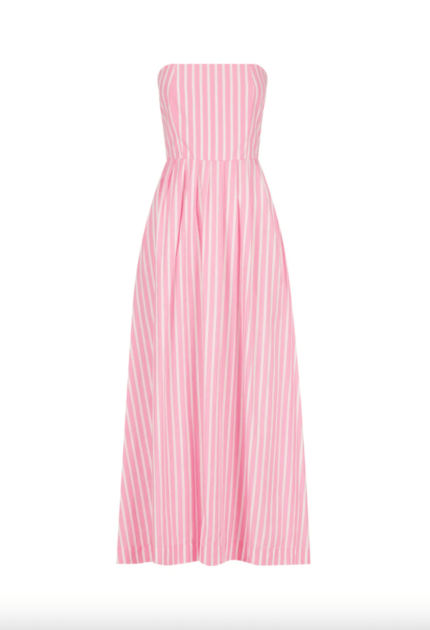 Pink Striped Crescent Poplin Dress - MATTHÉ - Dress