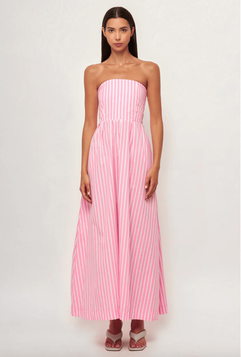 Pink Striped Crescent Poplin Dress - MATTHÉ - Dress