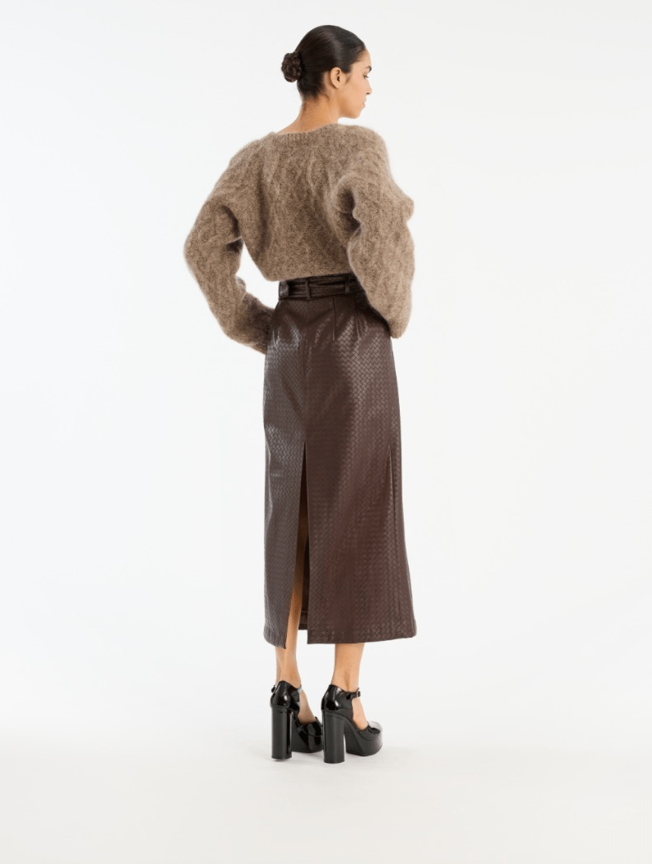 PRE ORDER Paper Waist Midi | Woven V Leather - MATTHÉ - Skirt