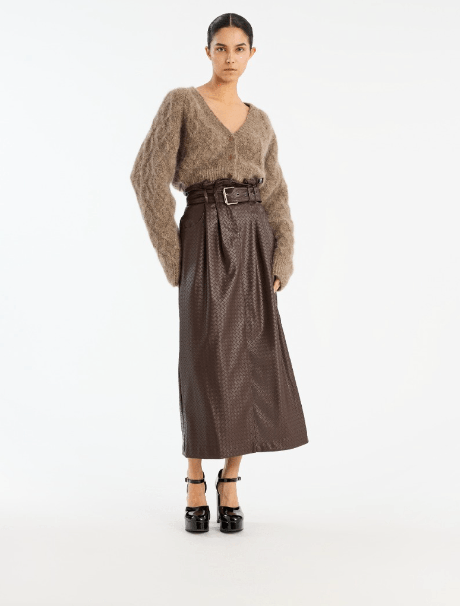 PRE ORDER Paper Waist Midi | Woven V Leather - MATTHÉ - Skirt