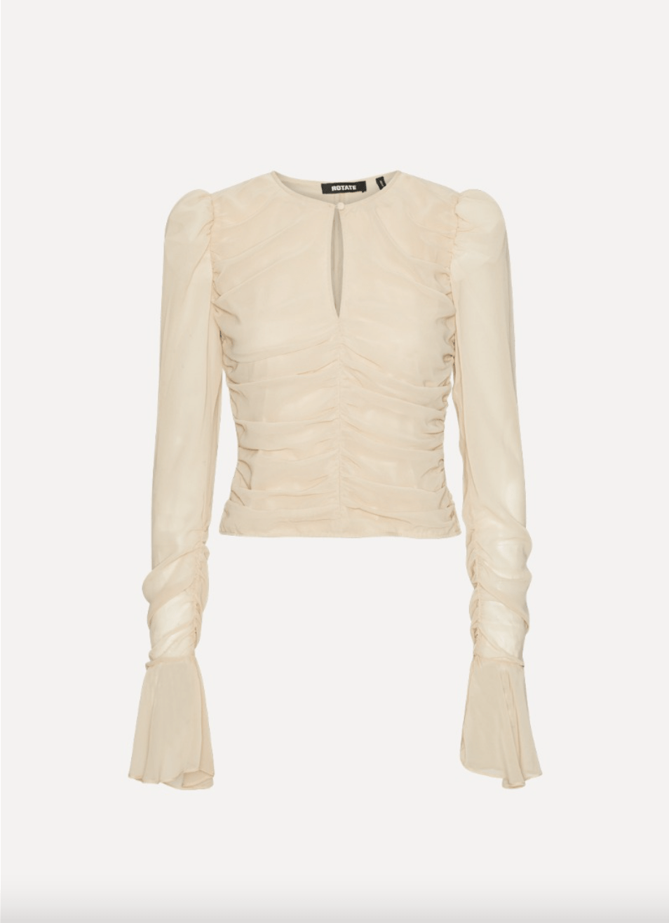 Ruched Chiffon LS Top | Nude Creme - MATTHÉ - Top