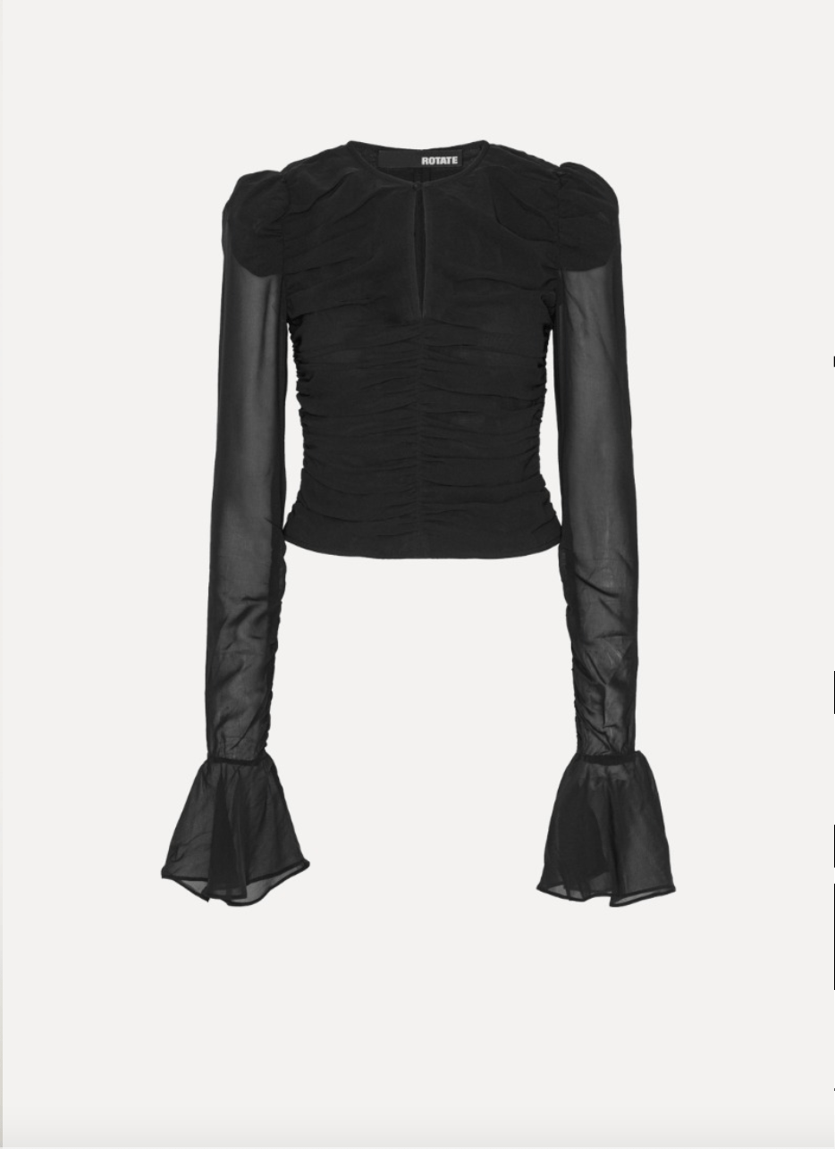 Ruched Long Sleeve Chiffon Top - MATTHÉ - BLOUSE