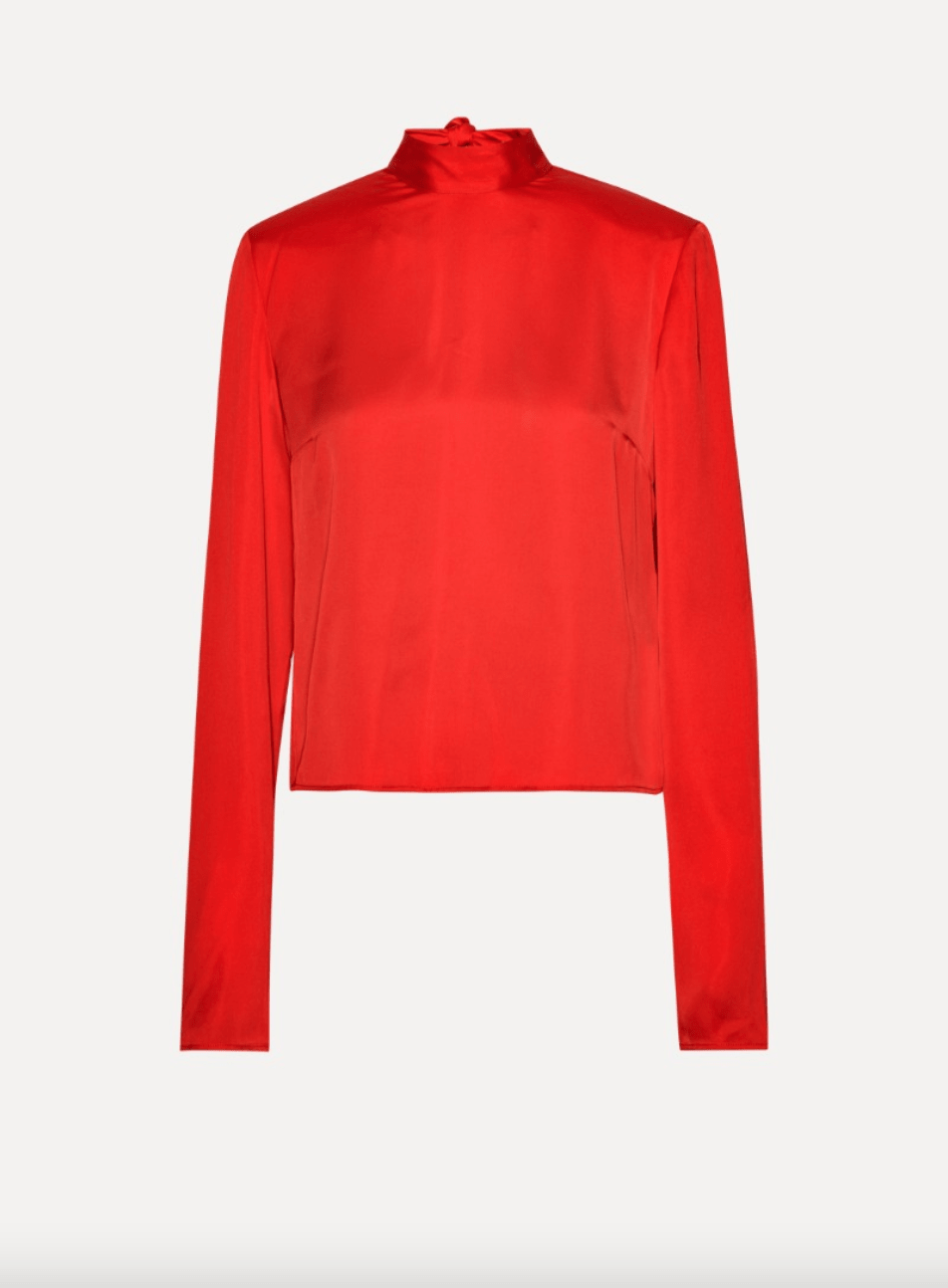 Satin Draped Back Top | Red - MATTHÉ - Top