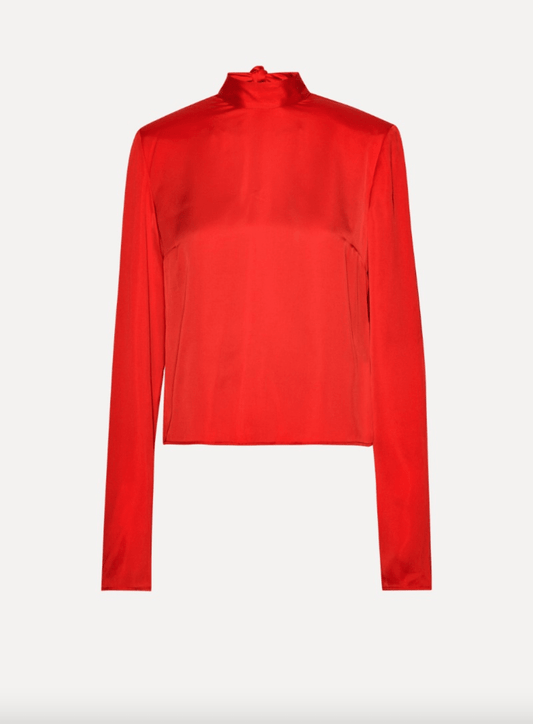 Satin Draped Back Top | Red - MATTHÉ - Top