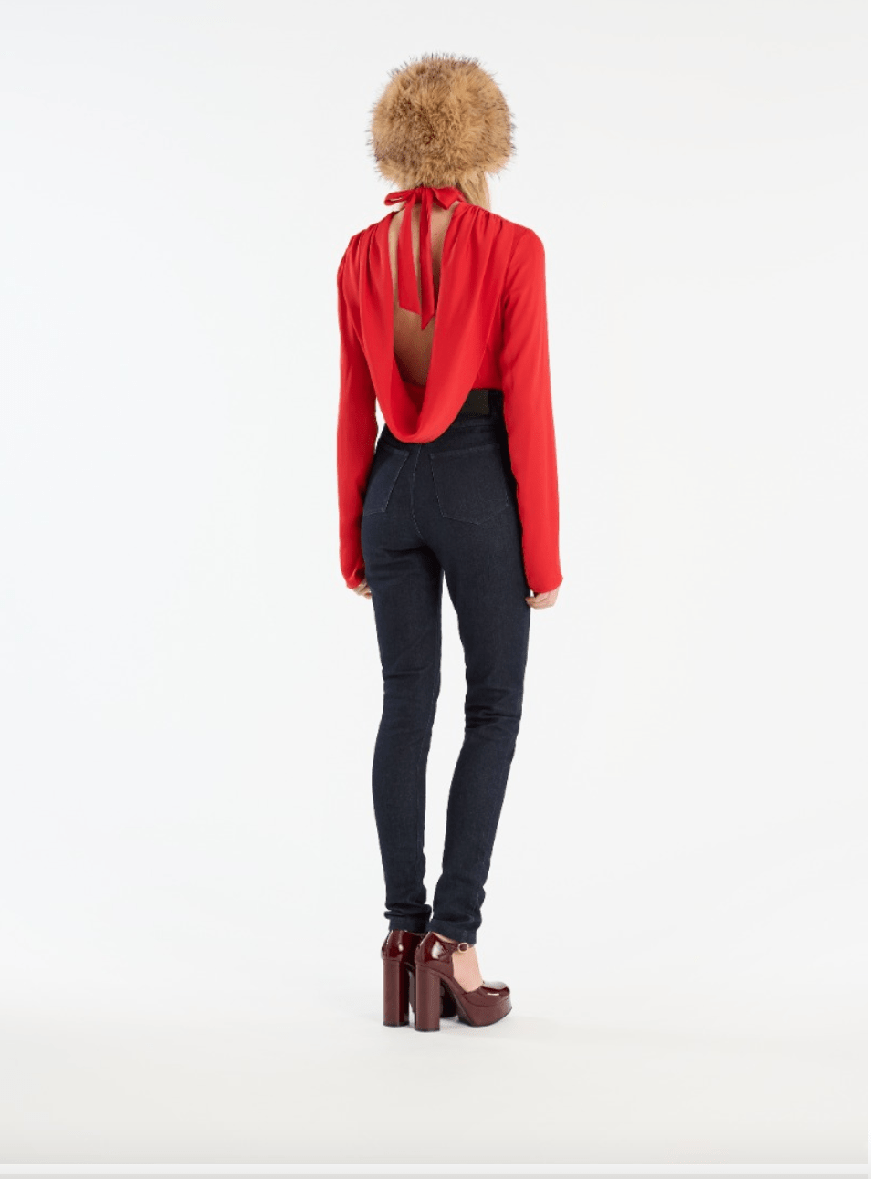 Satin Draped Back Top | Red - MATTHÉ - Top