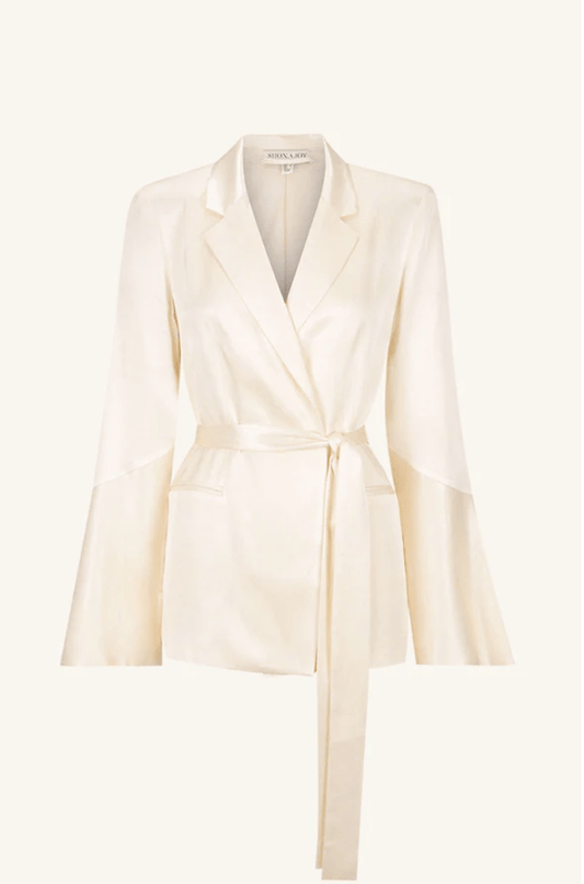 Satin Flared Kimono Blazer | Creme - MATTHÉ - blazer