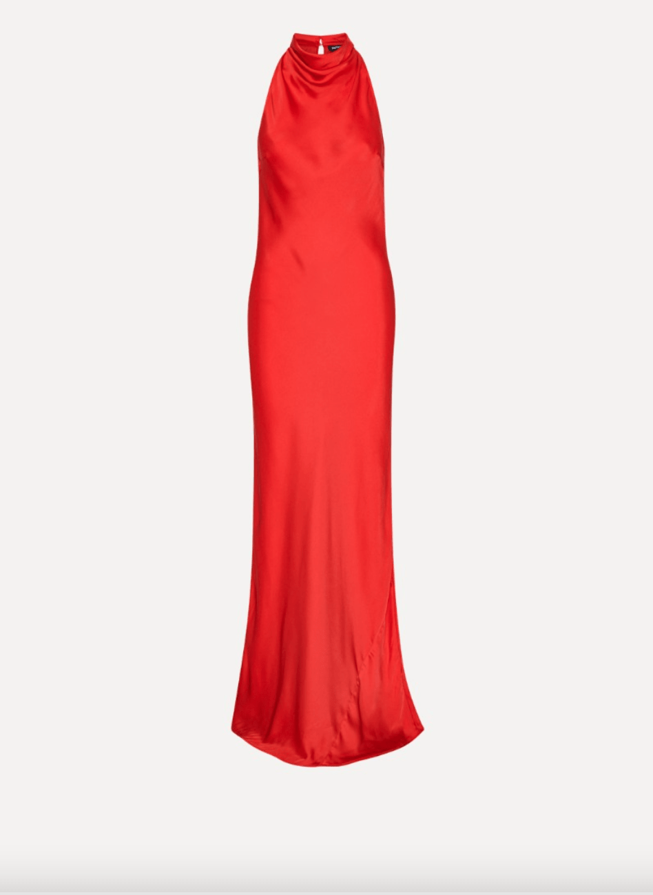 Satin Halter Maxi Dress | Red - MATTHÉ - Dress