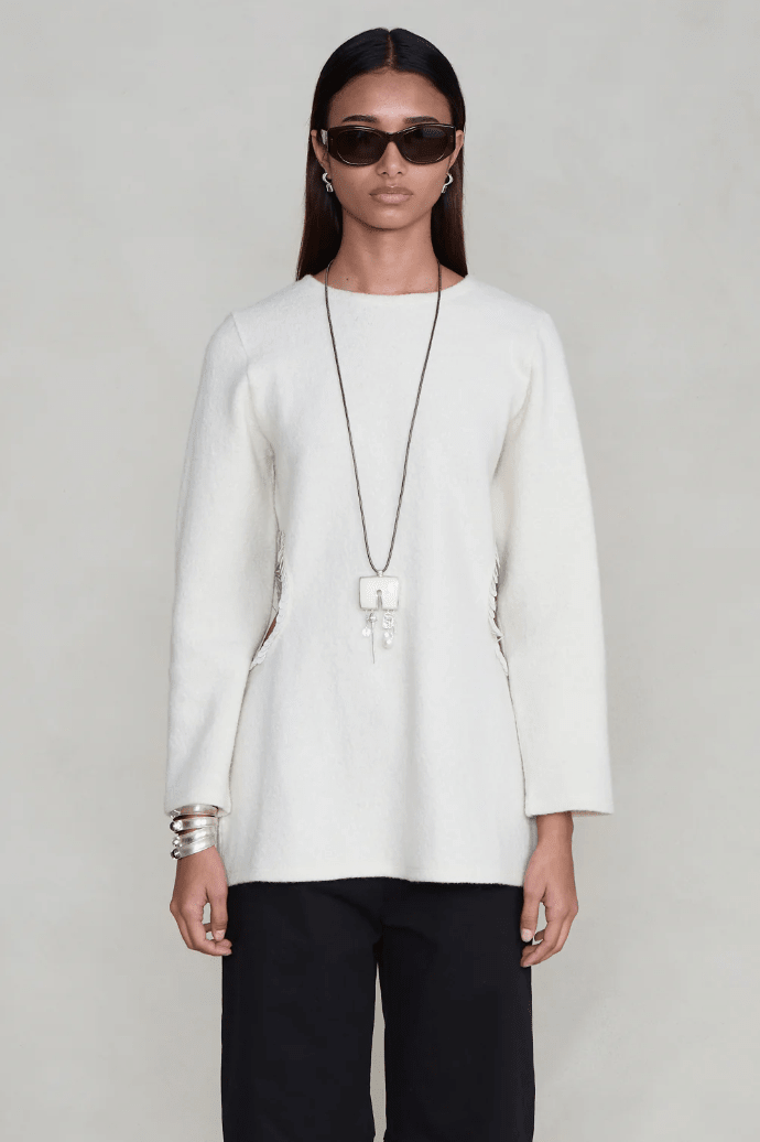 Sequence Detail Top in Ivory by Chan Luu