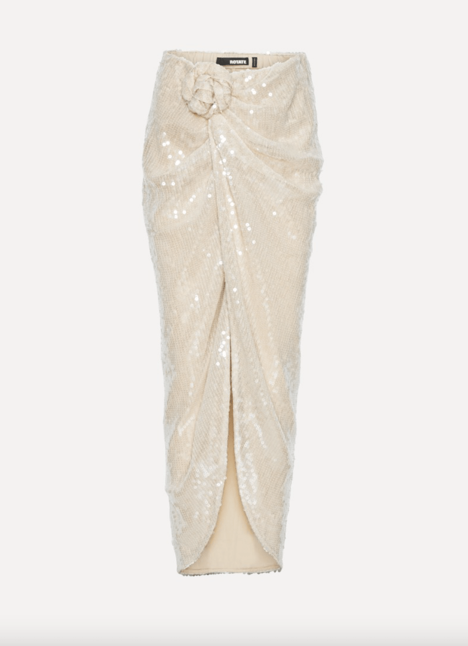 Sequin Knot Pareo Skirt | Creme Nude - MATTHÉ - Skirt