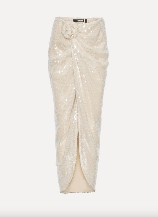 Sequin Knot Pareo Skirt | Creme Nude - MATTHÉ - Skirt