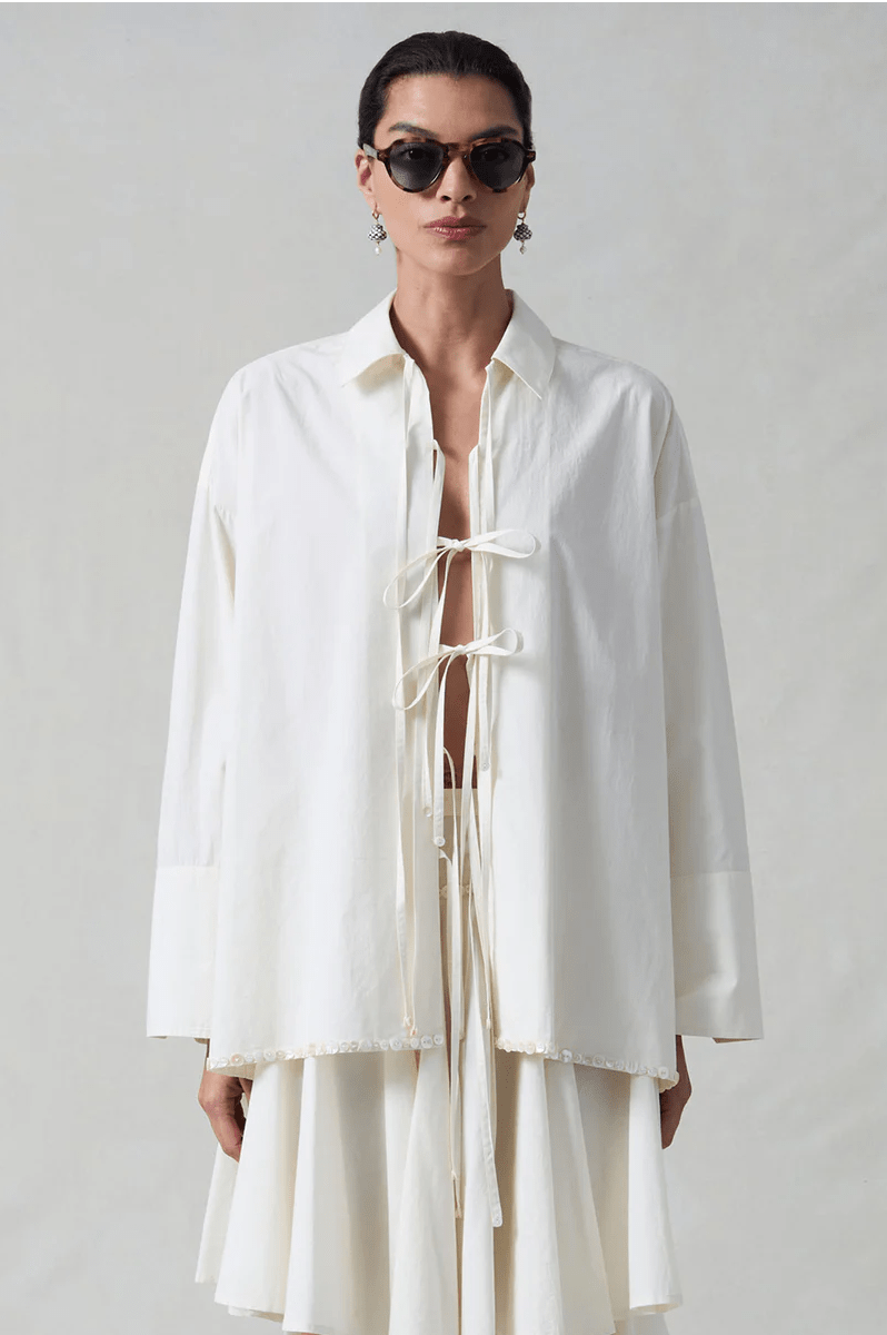 Shoelace Shirt with Shell Trim - MATTHÉ - shirt