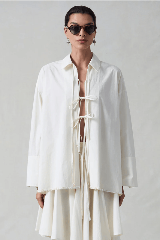 Shoelace Shirt with Shell Trim - MATTHÉ - shirt