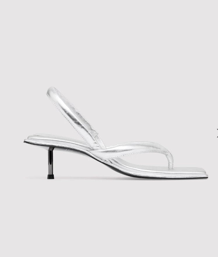 Sling Back Thong Heels in Silver | Trendy & Elegant Women's Shoes - MATTHÉ - shoes