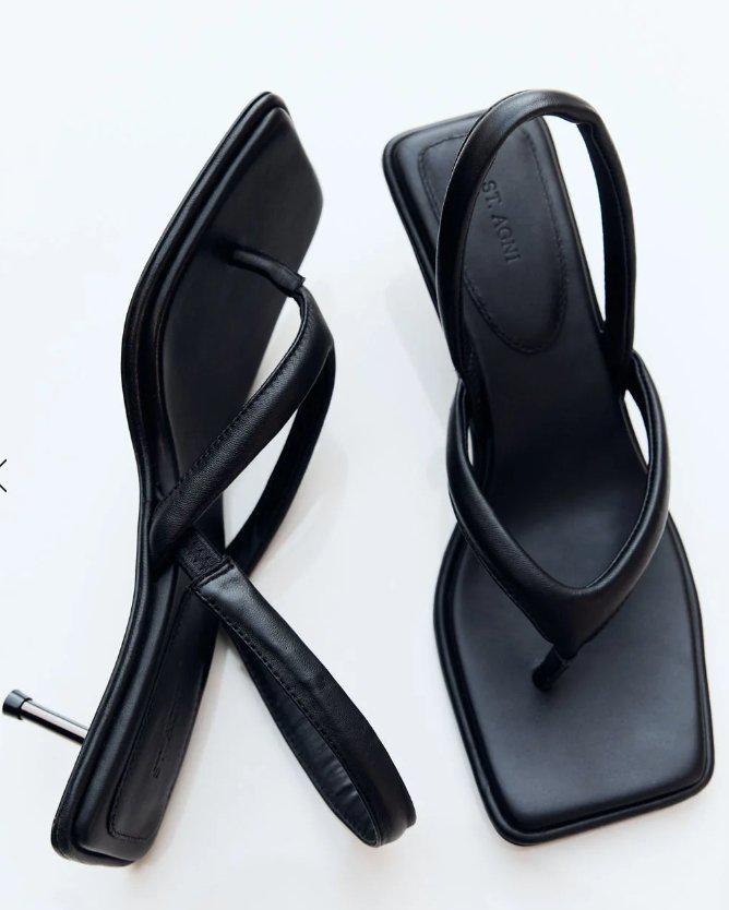 Slingback Thong Heel in Black | Chic and Comfortable High Heels - MATTHÉ - shoes