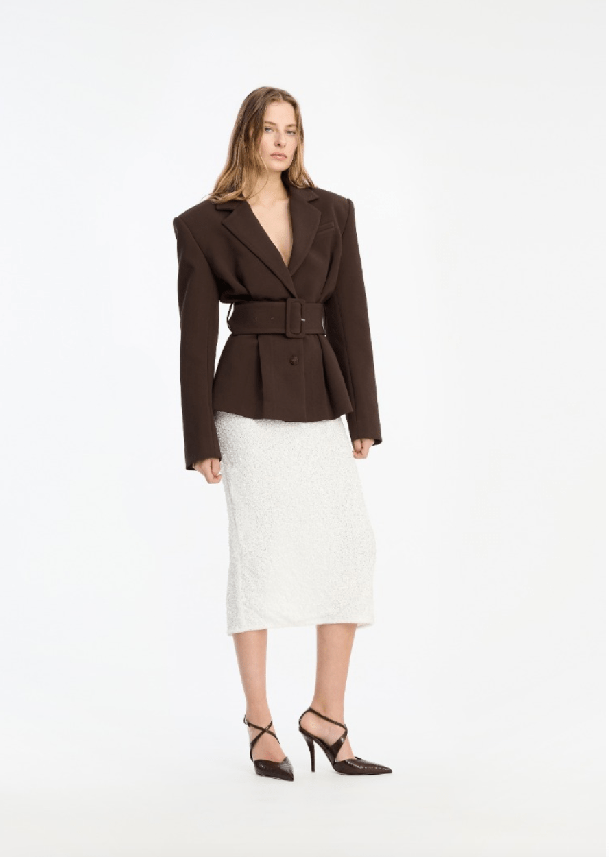 Suiting Belted Blazer | Dark Brown - MATTHÉ - blazer