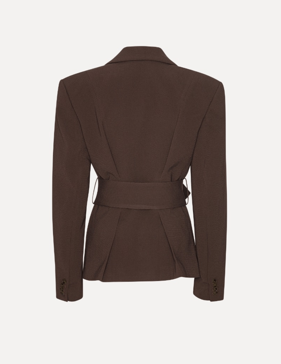Suiting Belted Blazer | Dark Brown - MATTHÉ - blazer