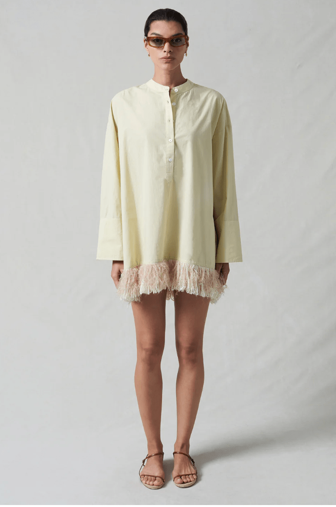 Tangled Yarn Fringe Tunic Translucent Green - MATTHÉ - tunic