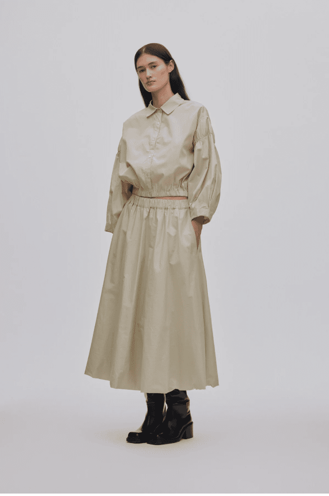 Teah Poplin Skirt | Khaki - MATTHÉ - Skirt