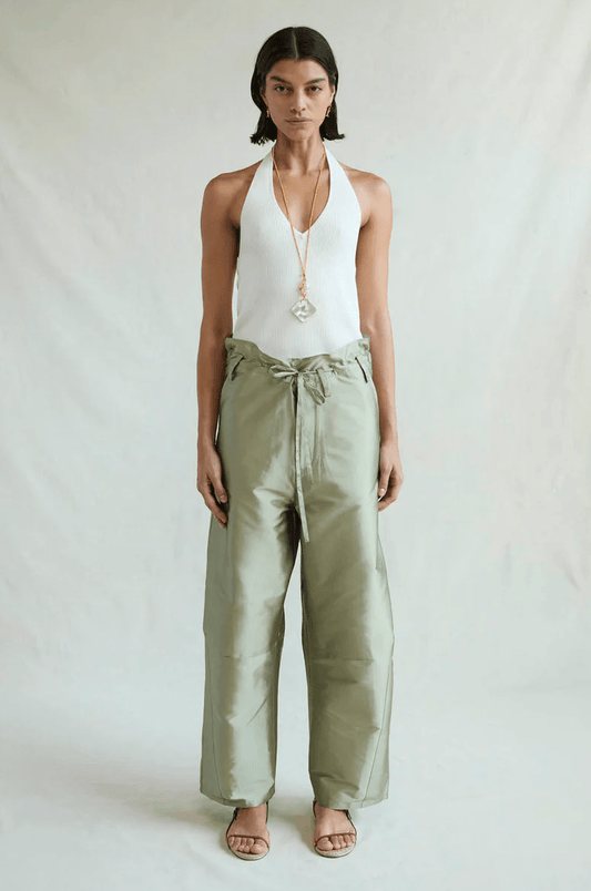 Techno Taffeta Barrel Pants | Sage - MATTHÉ - pants