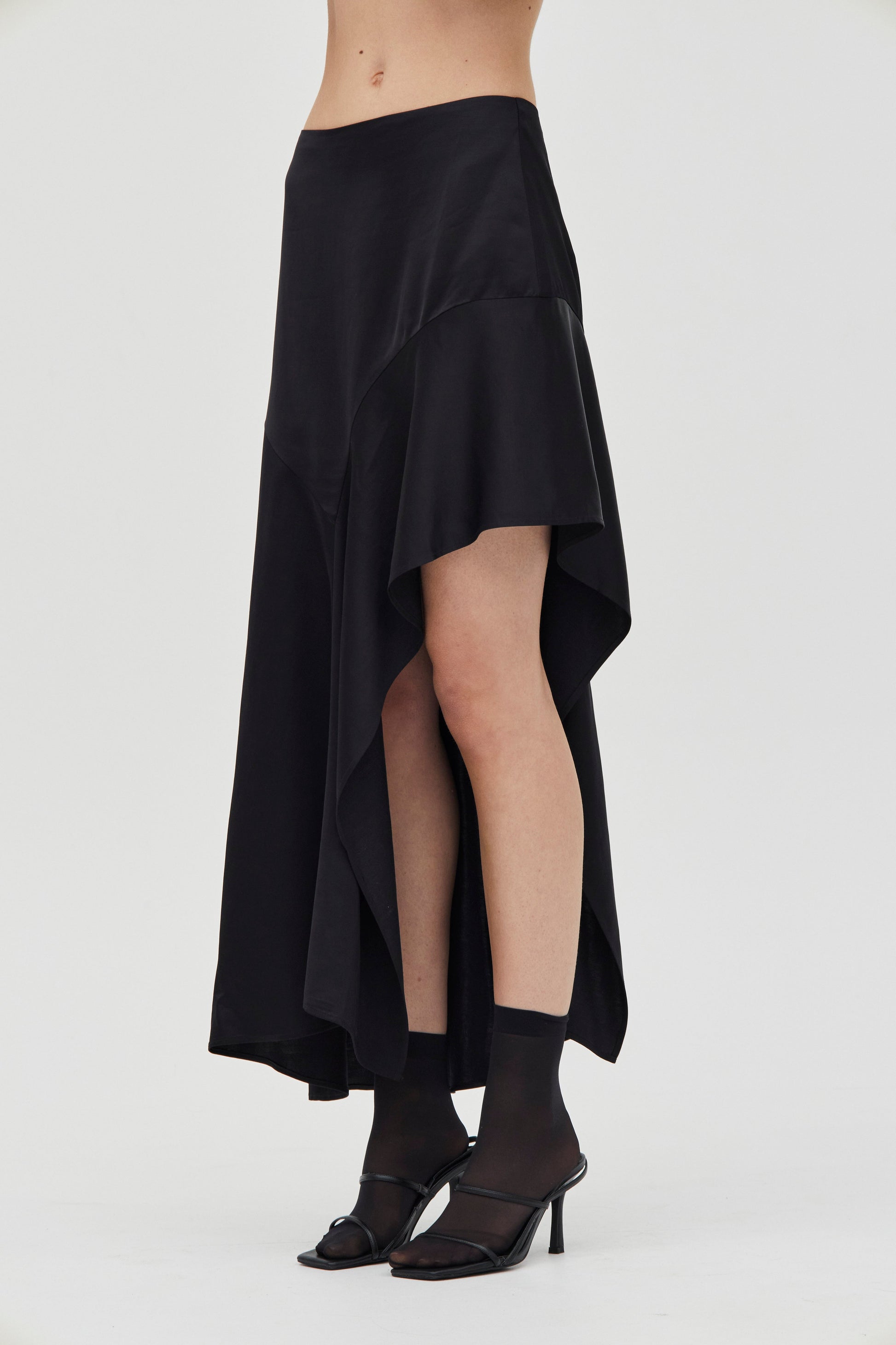 Threshold Flow Skirt | Black Satin - MATTHÉ - Skirt
