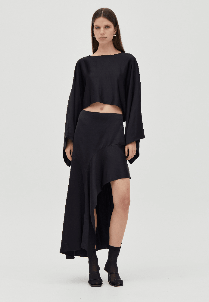 Threshold Flow Skirt | Black Satin - MATTHÉ - Skirt