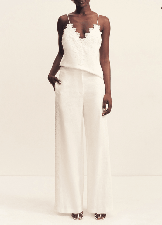 Toile Lace Wide Leg Low Rise Pants - MATTHÉ - Pant
